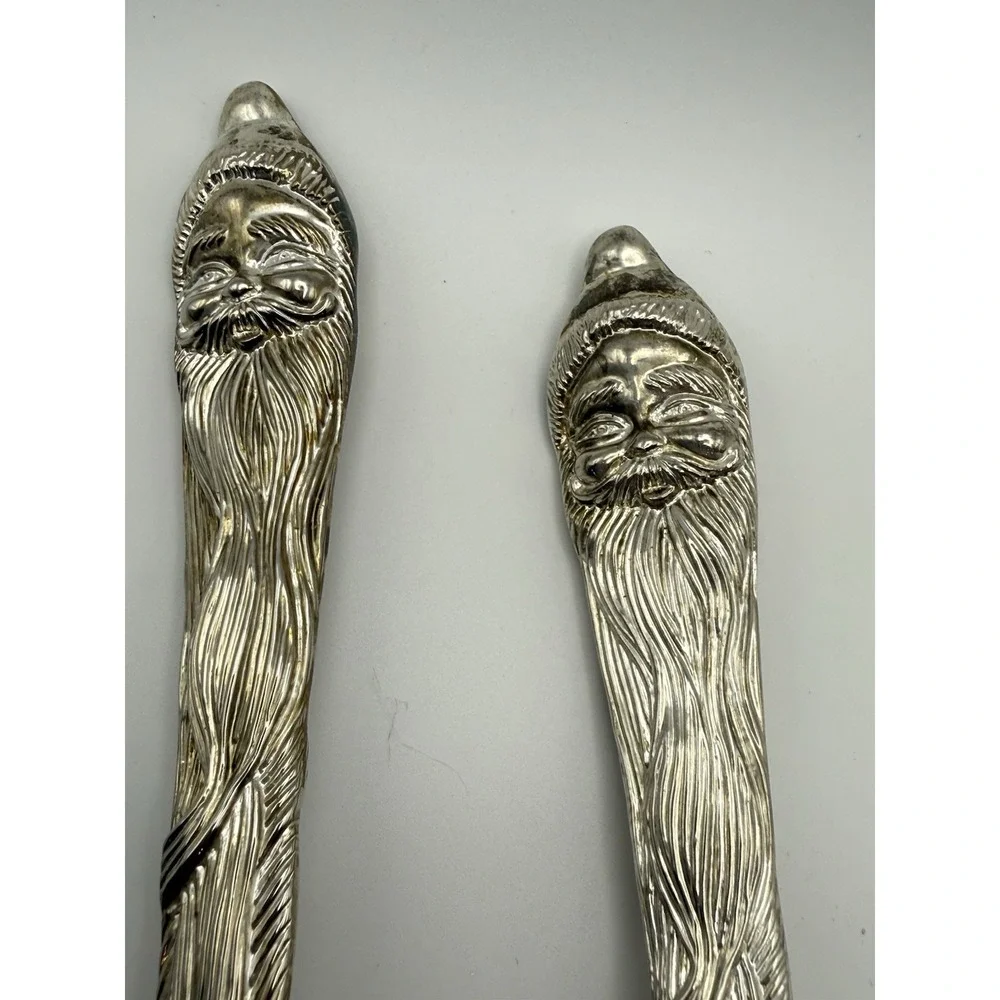 INTERNATIONAL SILVER Plated Christmas Santa Salad Serving Set Fork & Spoon 13